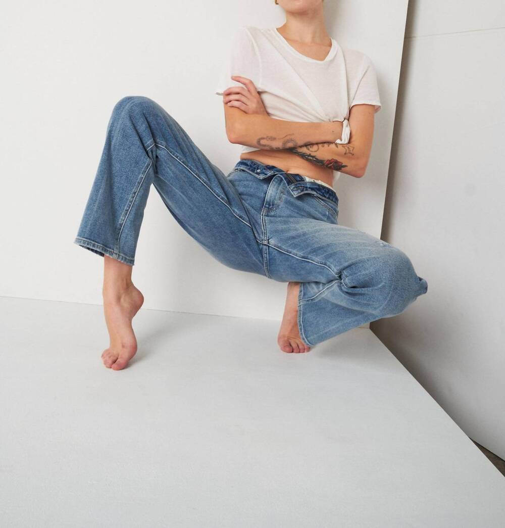 NEW JUST BLACK DENIM women's full length straight jeans in blue